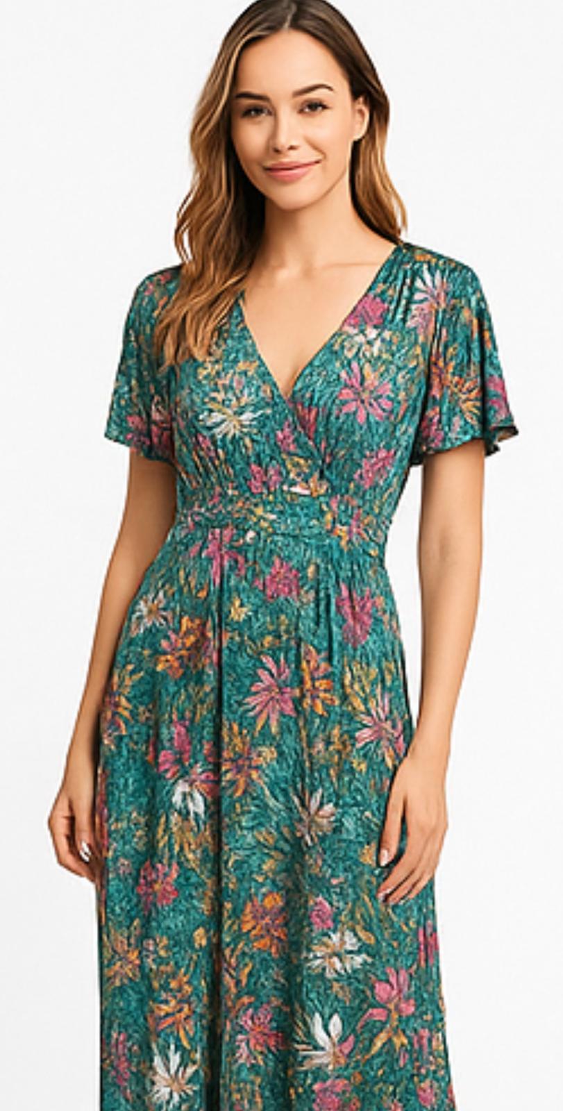 🌿 JIMI FEI PARIS – Maxi Jurk Tropische Botanica – One Size – Zomers en Vrouwelijk met Flowy Fit