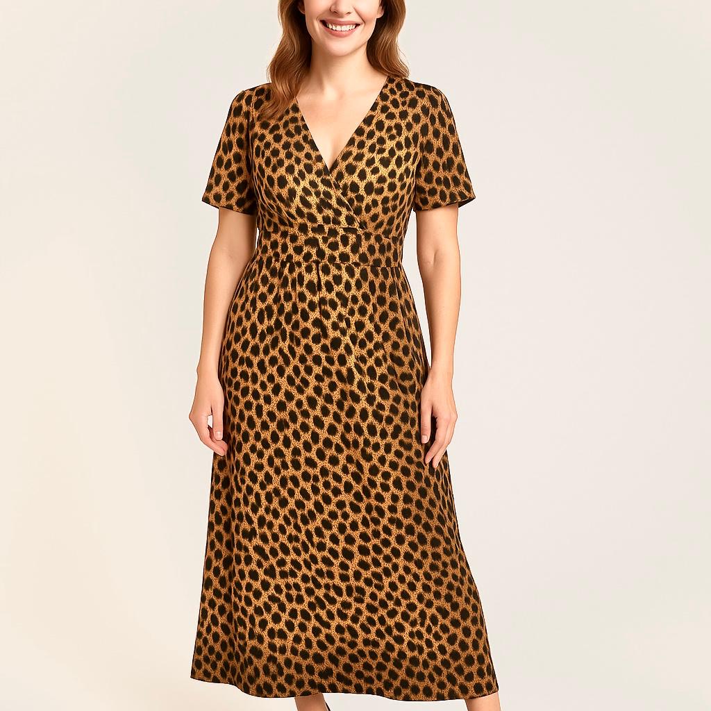 🐆 JIMI FEI PARIS – Maxi Jurk Wild Elegance – One Size – Leopard Print & Flatterende Tailleband
