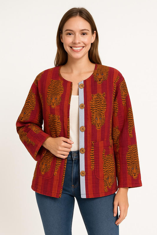 Quilted Jas Tijgerrood