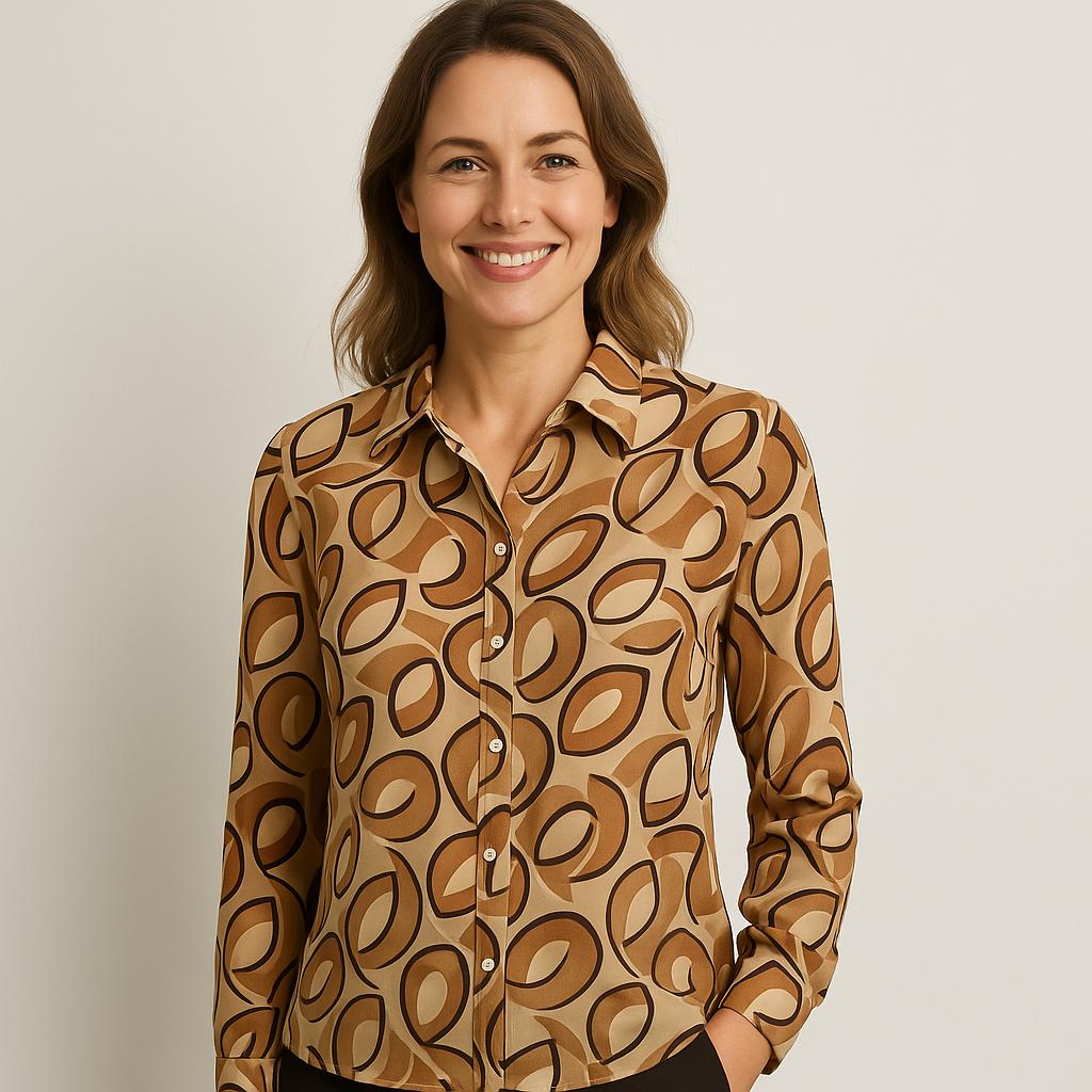 ☕ Joy Blouse – Coffee Tones Editie