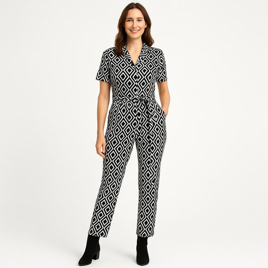 Stijlvol Jumpsuit Zwartwit