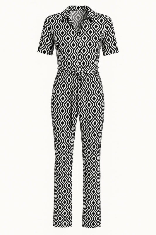 Stijlvol Jumpsuit Zwartwit