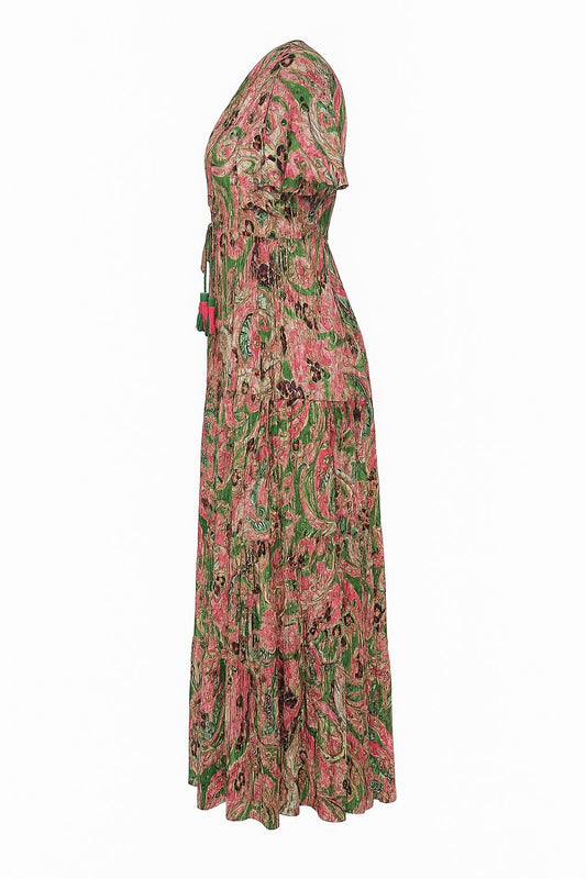Maxi Jurk Paisley RozeGroen