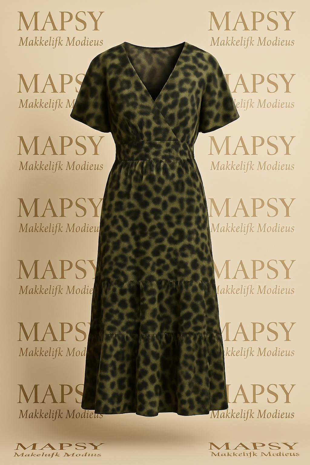 Maxi Dress Wild Leopard – Jimi Fei Paris | Zwart-Groene Animalprint