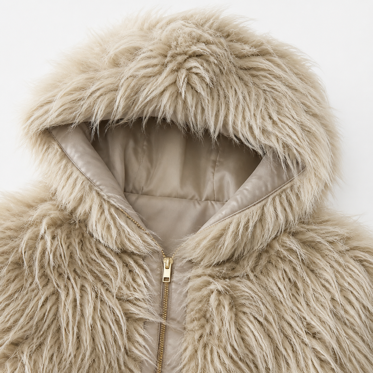 Shaggy Faux Fur Jas met Capuchon - One Size