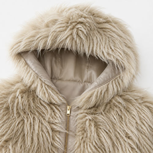 Shaggy Faux Fur Jas met Capuchon - One Size