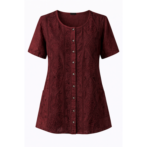 HS Zomerblouse - In 5+ Kleuren - Stevige stof - Bordeaux