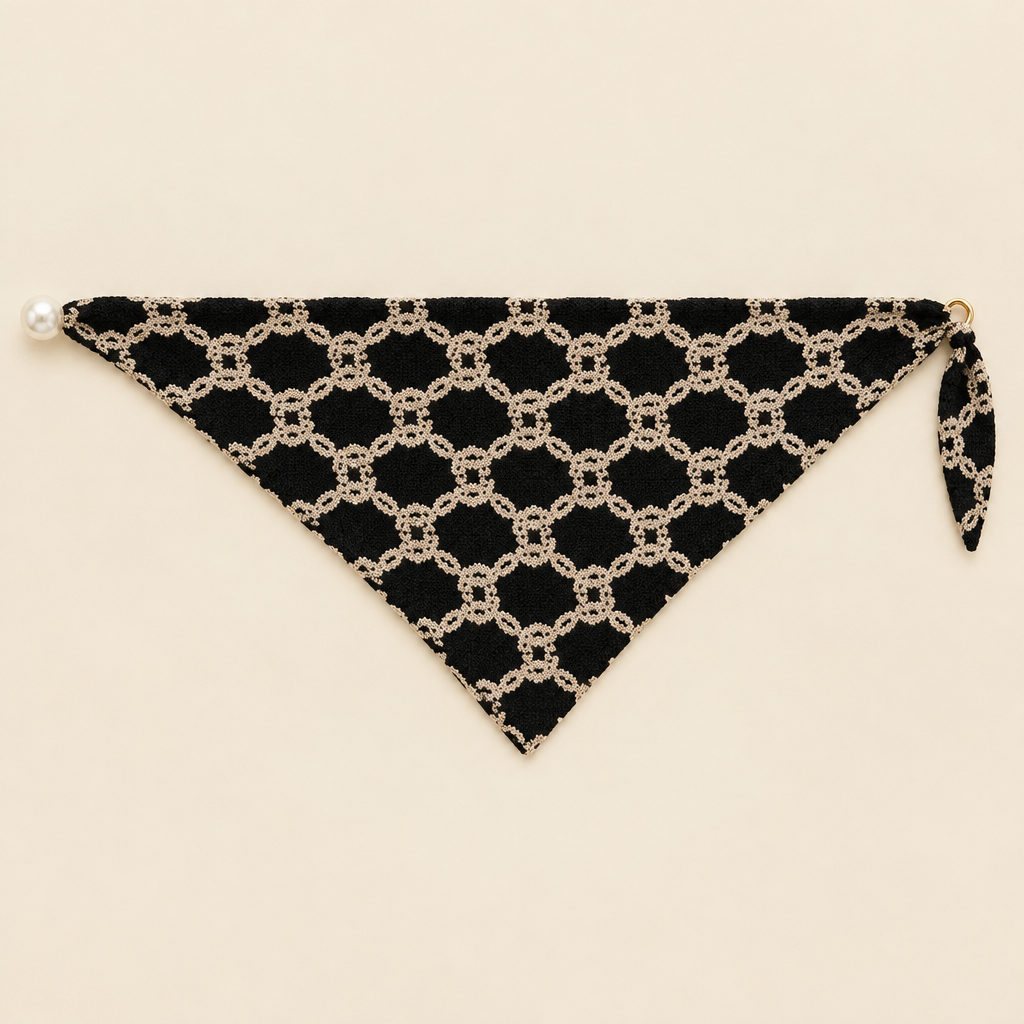 Gebreide Driehoeksjaal met Parel - Schakelprint