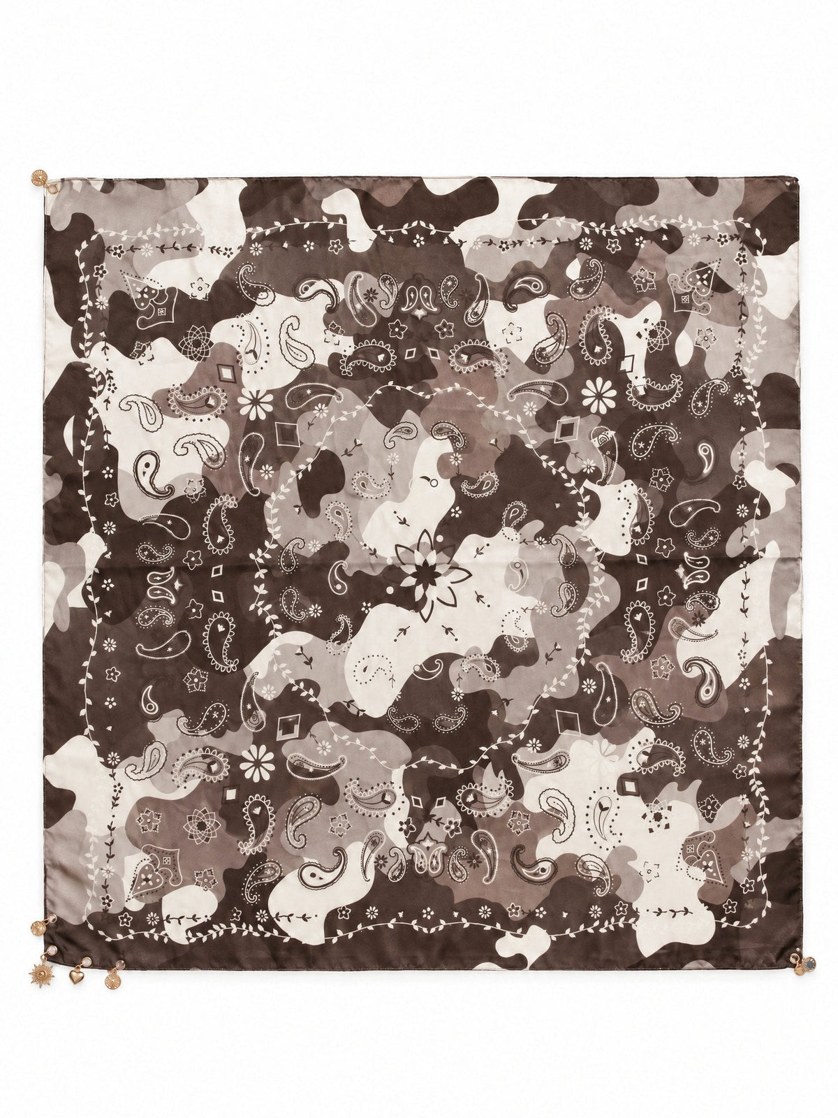 Camouflage Paisley Sjaal met Gouden Bedeltjes