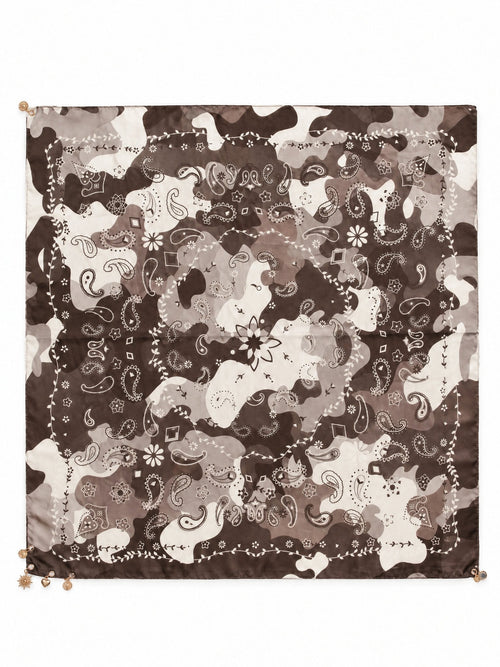Camouflage Paisley Sjaal met Gouden Bedeltjes