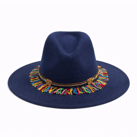 HS Hoed - In 2 Kleuren - Dikke Stevige Stof met Ketting Band/Lint - Donkerblauw