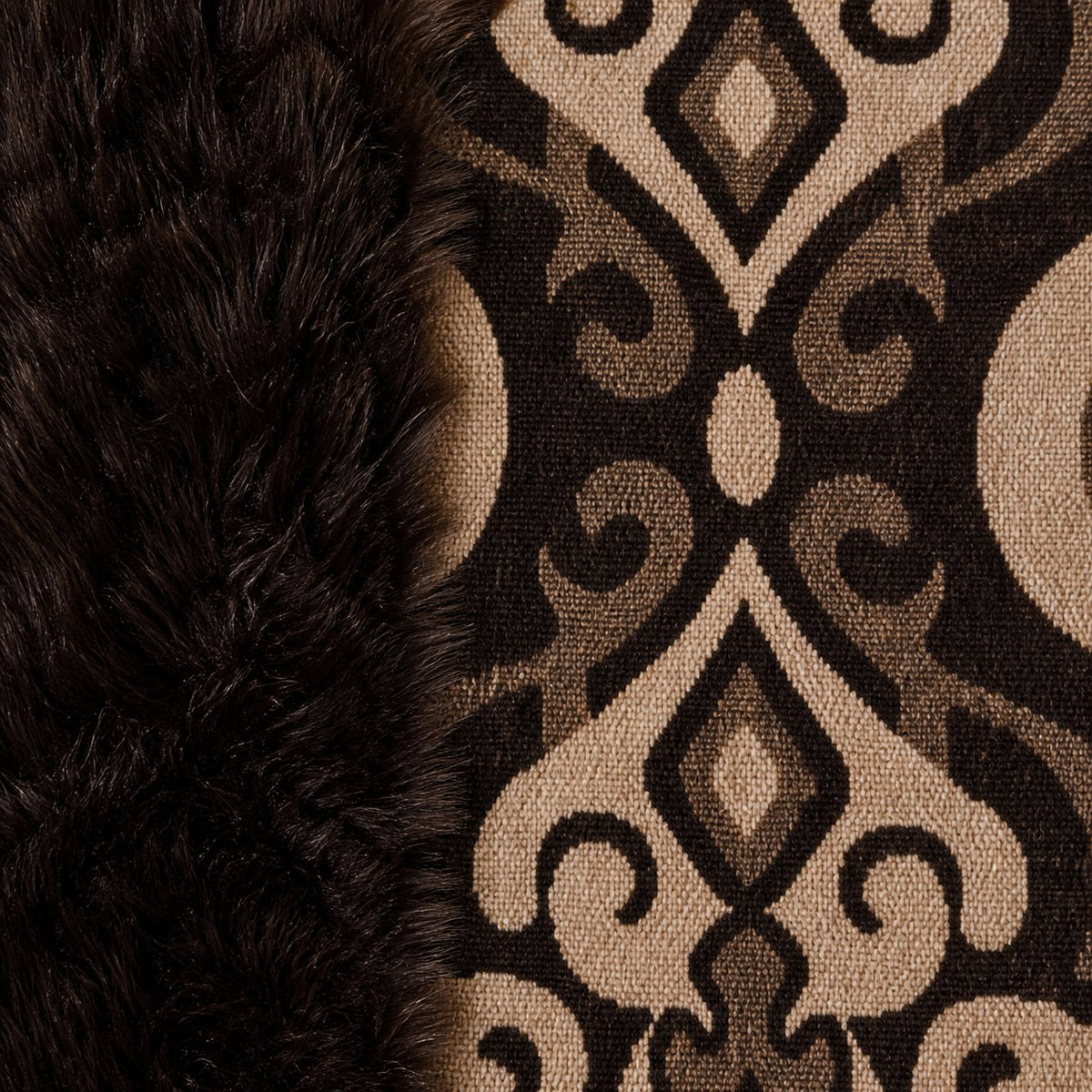 Geometrische Stola met Faux Fur Rand - 60x200 cm