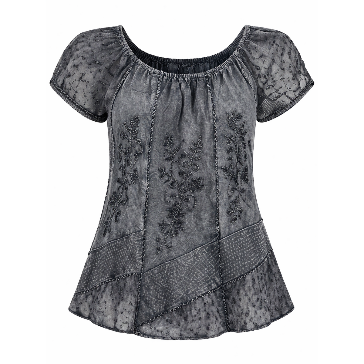 HS Zomerblouse - In 5+ Kleuren - Met tailleerkoord - Grijs