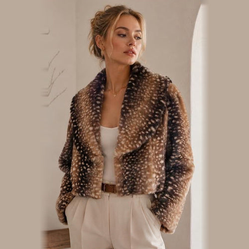 Faux Fur Hertenprint Jas