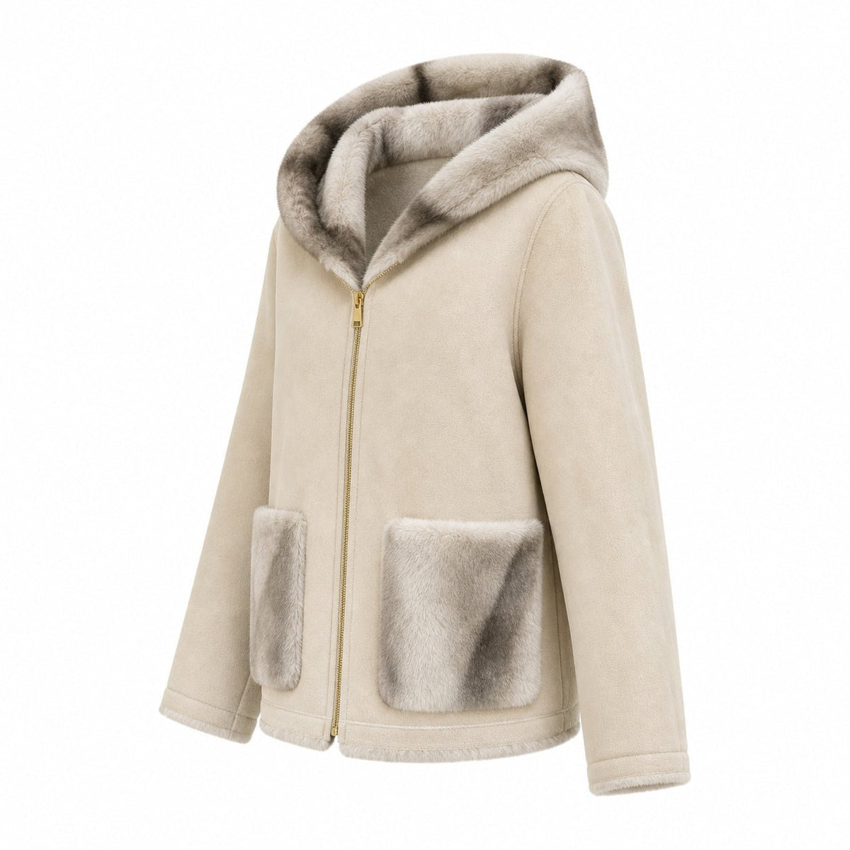 Reversible Jas - Crème - Faux Fur & Suèdelook - One Size
