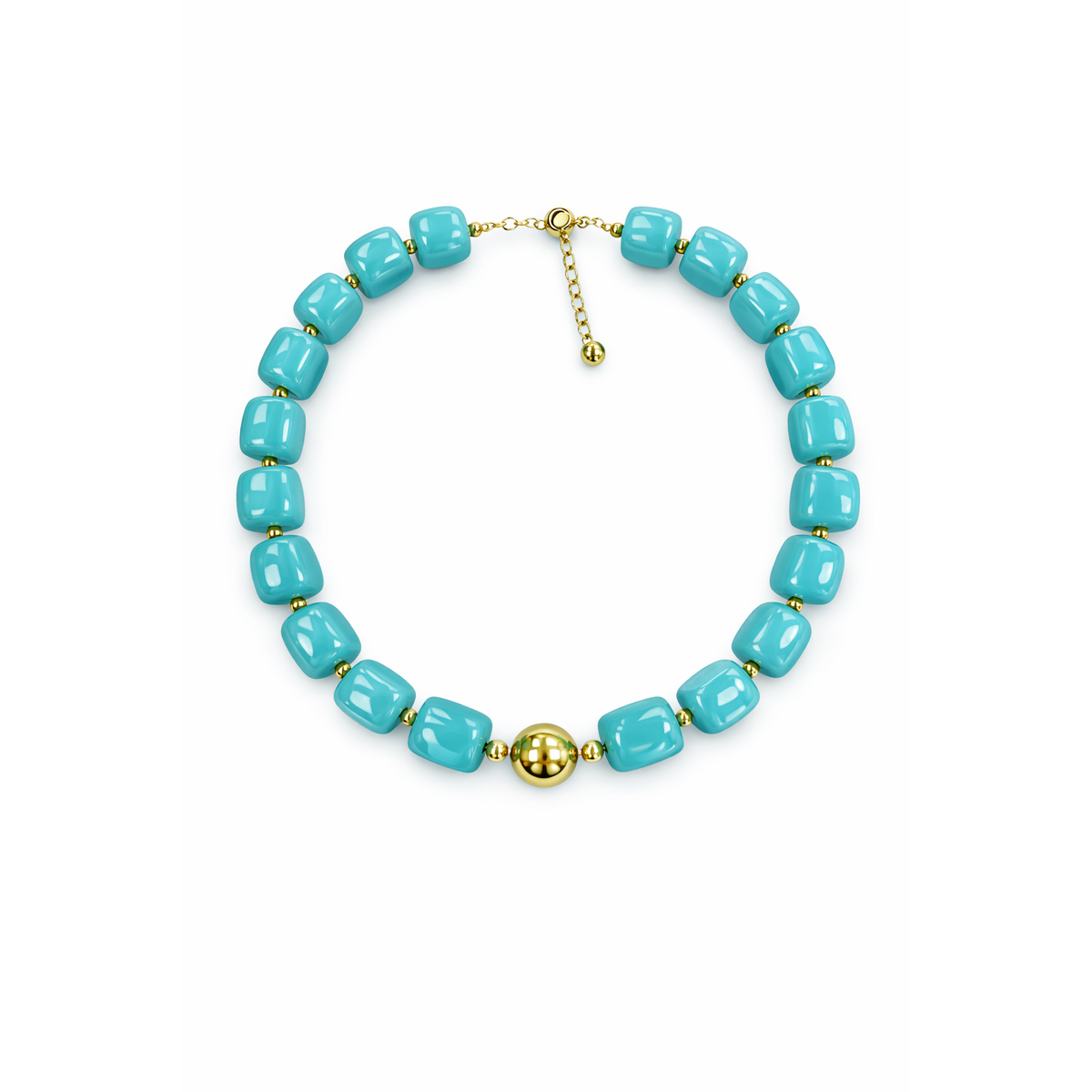 HS Ketting - In 10+ Kleuren - Met Gouden Touch - Turqoise