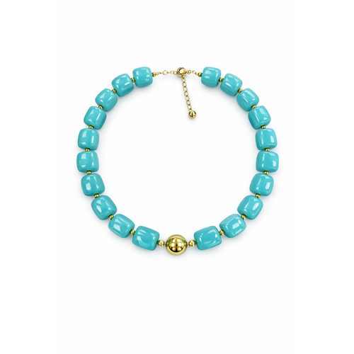 HS Ketting - In 10+ Kleuren - Met Gouden Touch - Turqoise