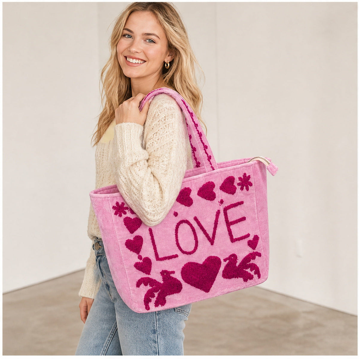 Velvet Tas met Rits – Love & Peace
