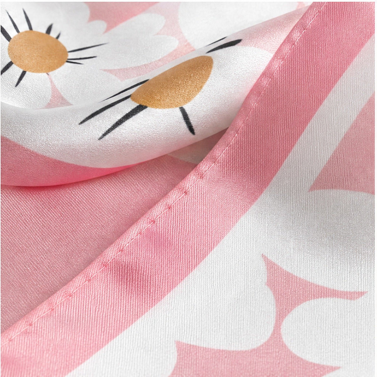 Vierkante Sjaal 70x70 Satijnlook – Madeliefjes