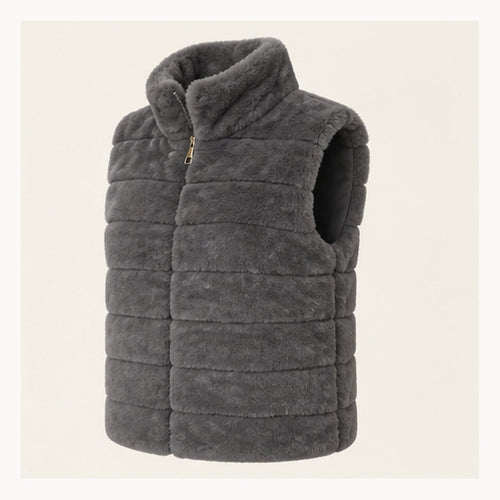 Faux Fur Bodywarmer met Hoge Kraag – One Size