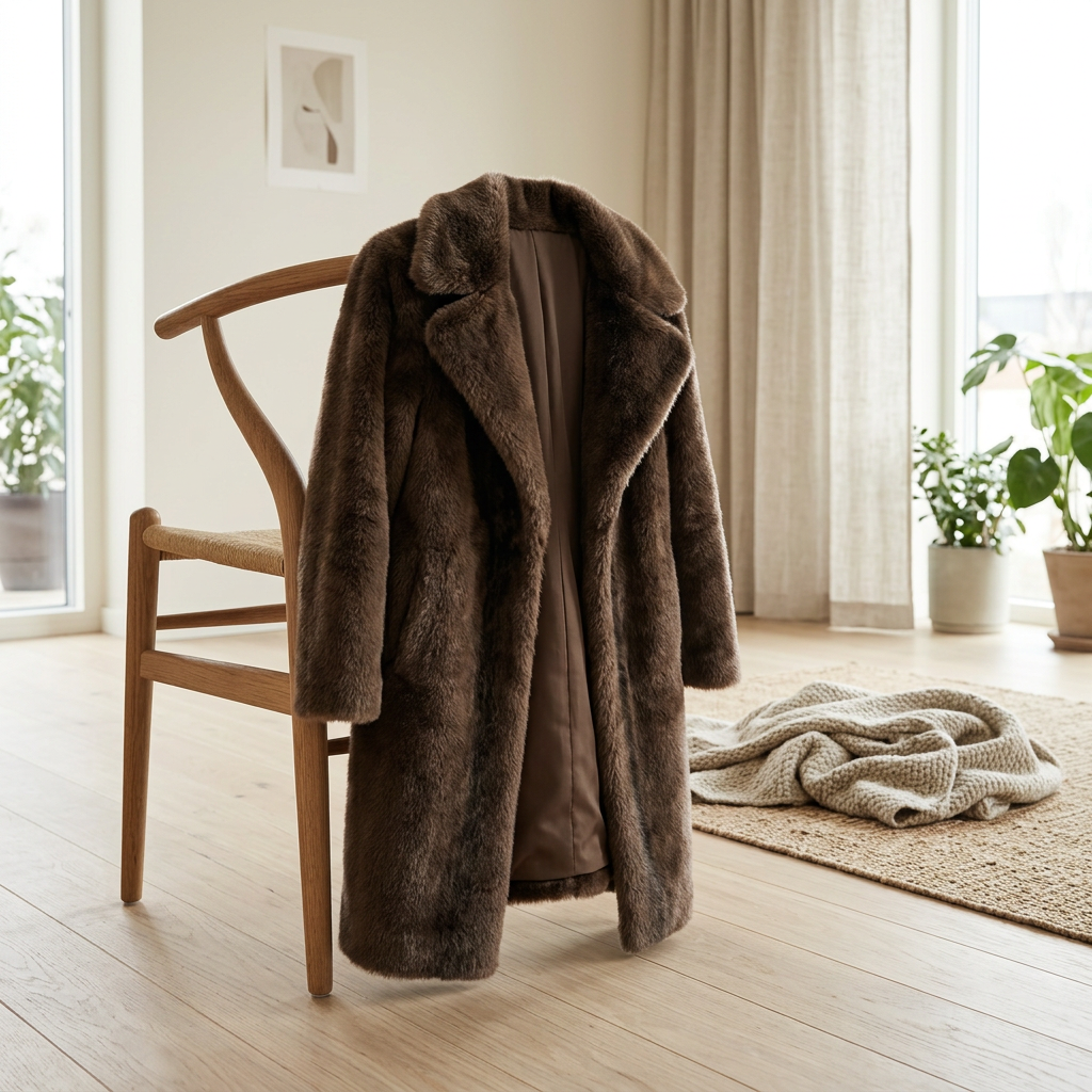 Faux Fur Jas - Bruin