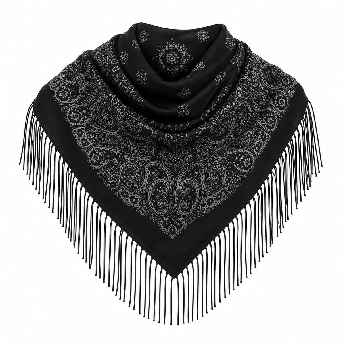 Vierkante Paisley Sjaal met Franjes - 105x105 cm