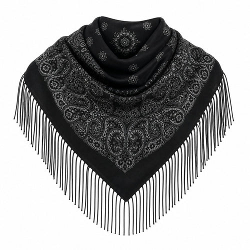 Vierkante Paisley Sjaal met Franjes - 105x105 cm