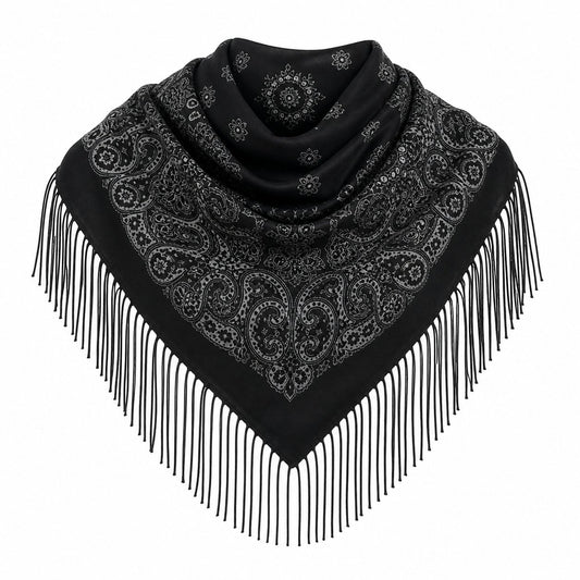 Vierkante Paisley Sjaal met Franjes - 105x105 cm