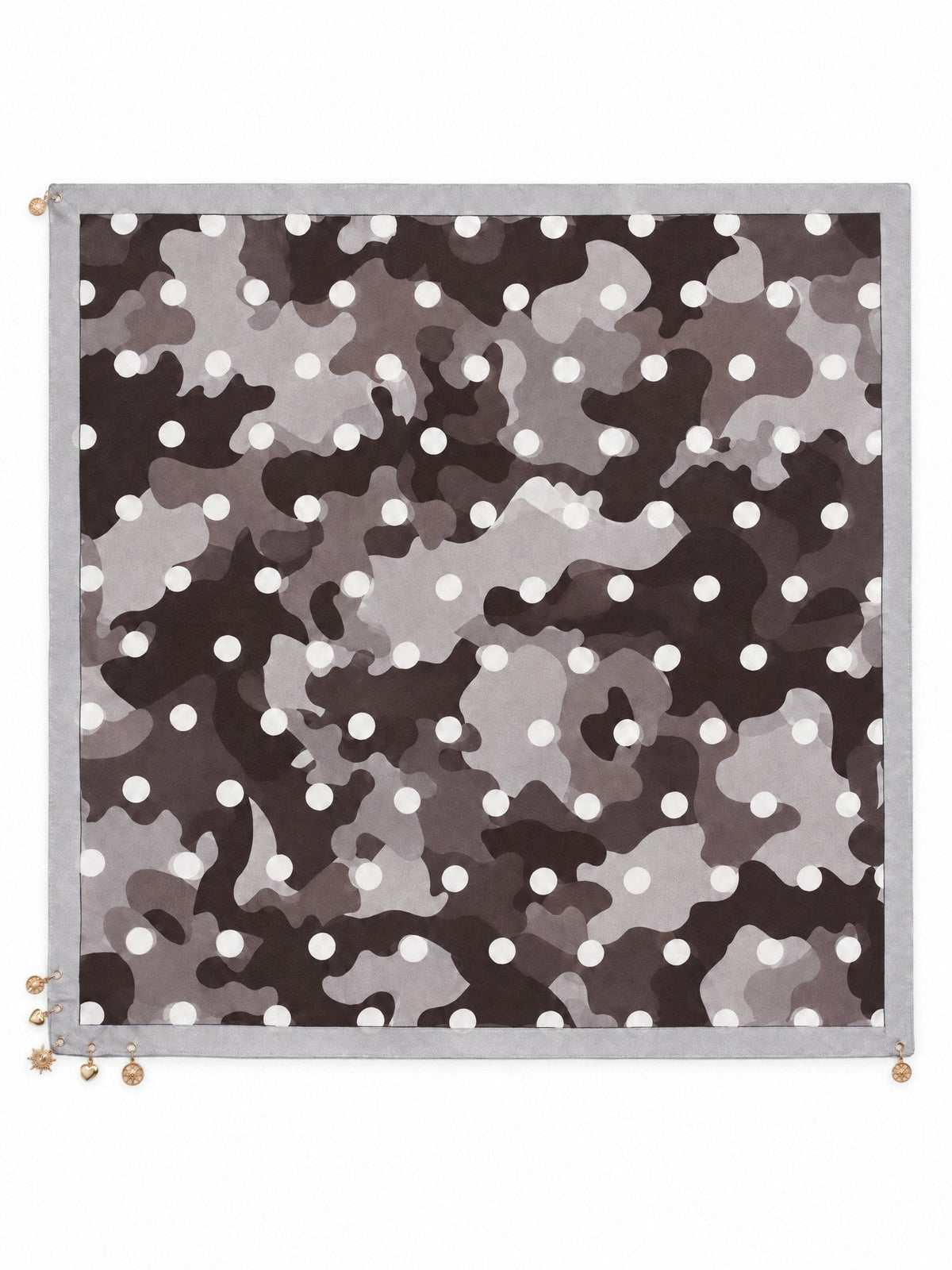 Camouflage Sjaal met Stippen en Gouden Bedeltjes