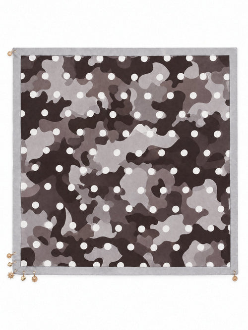 Camouflage Sjaal met Stippen en Gouden Bedeltjes