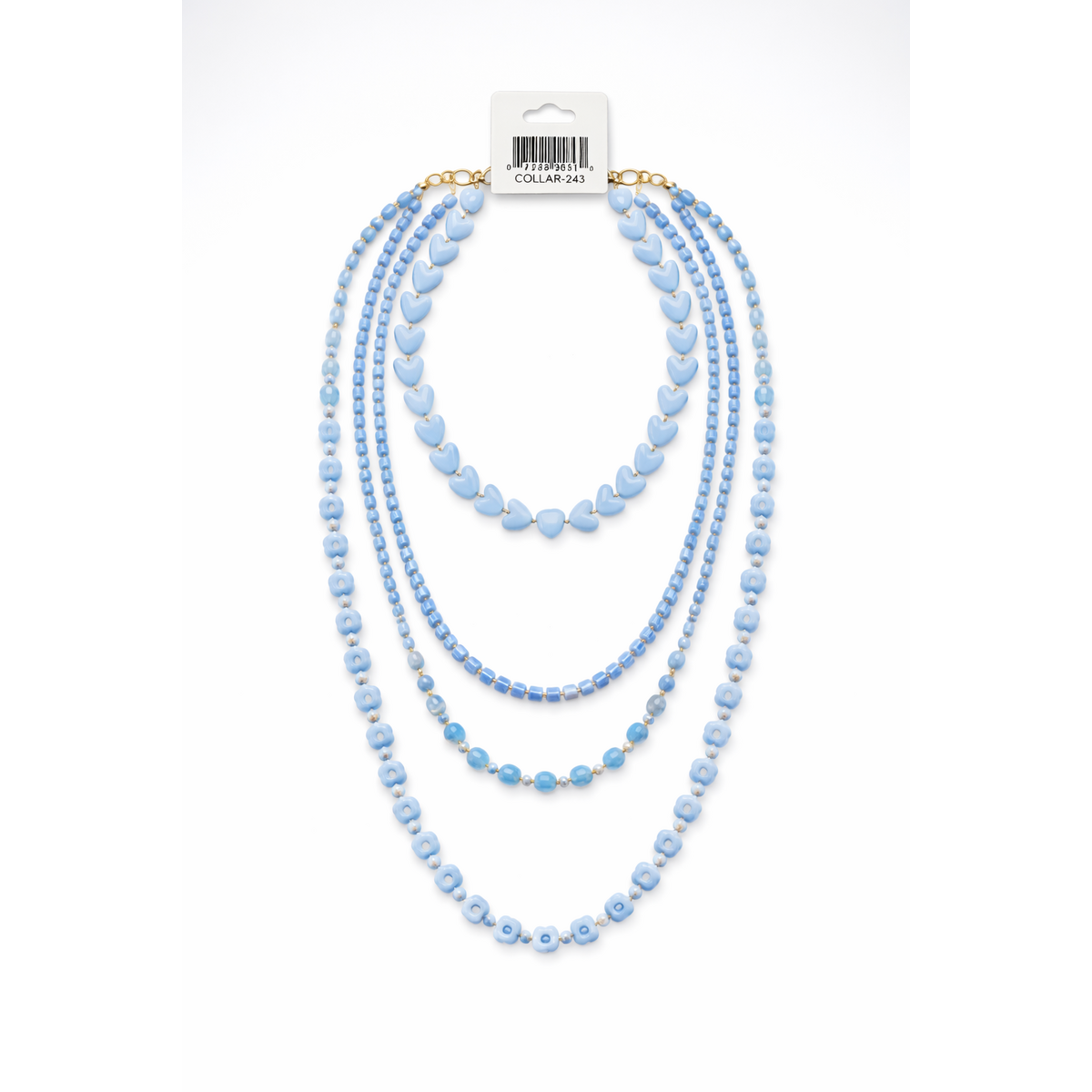 HS Dubbele Ketting - In 4+ Kleuren- 2x Gelaagd - Blauw