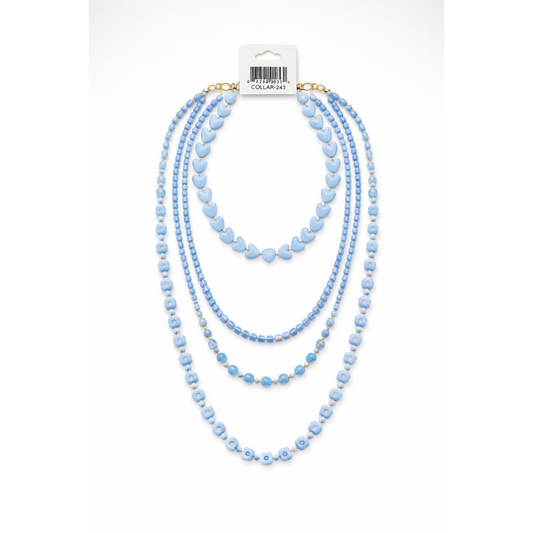 HS Dubbele Ketting - In 4+ Kleuren- 2x Gelaagd - Blauw