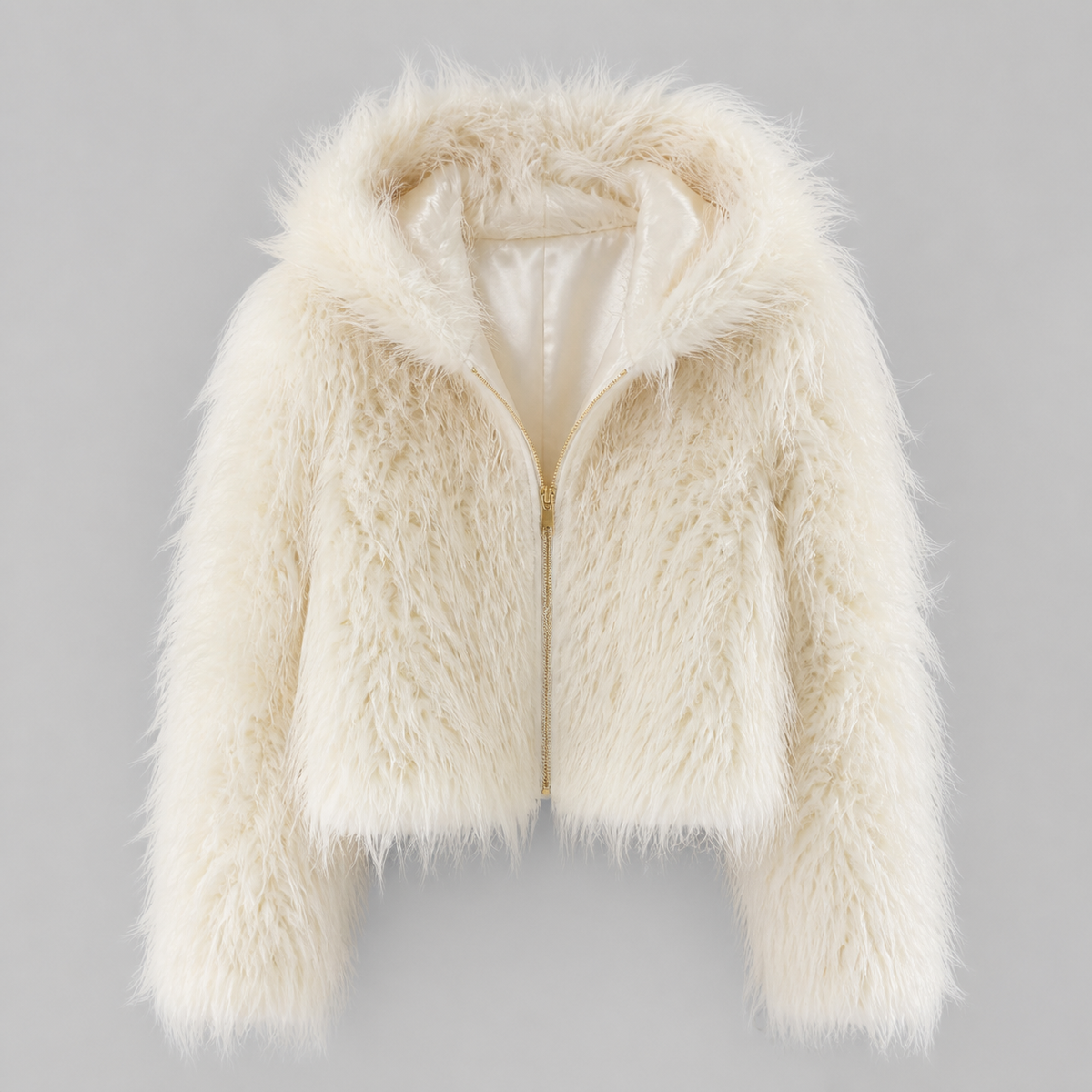 Shaggy Faux Fur Jas met Capuchon - One Size
