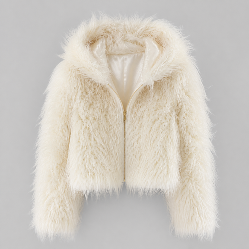 Shaggy Faux Fur Jas met Capuchon - One Size