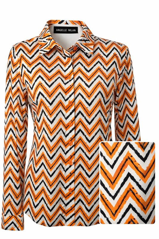 Travelstof Blouse Oranje/Zwart