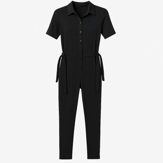 Angelle Milan Essential Jumpsuit Dames Travelstof - dames jumpsuit - zwart - makkelijk te combineren