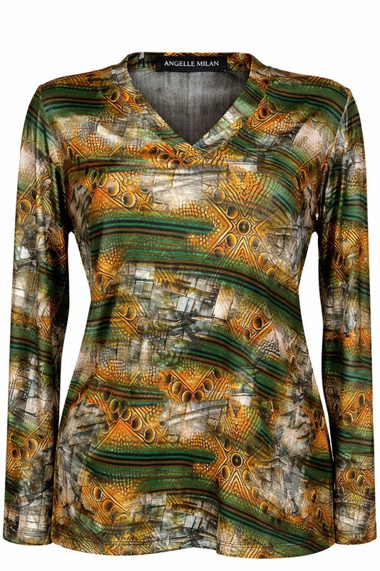 Groen-Oranje Blouse