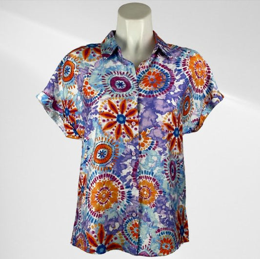 Pastel Patroon Blousje Korte Mouwen