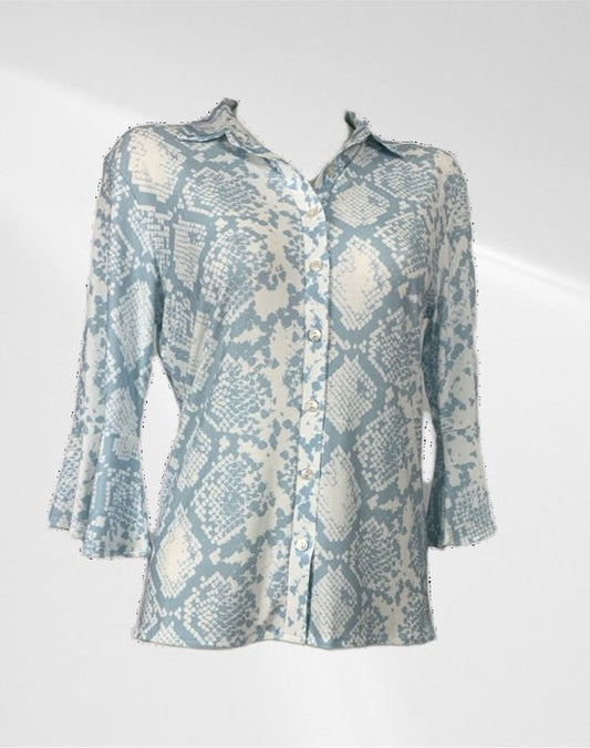 Casual travelstof blouse Blauwe print
