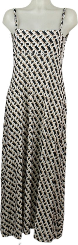 Wit/Beige/Zwarte Lange Jurk