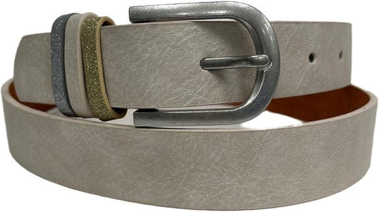 Trendy Leren Riem Metallic Zilver