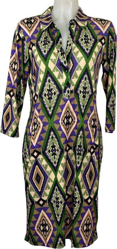 Groen-Paars Multikleur Jurk