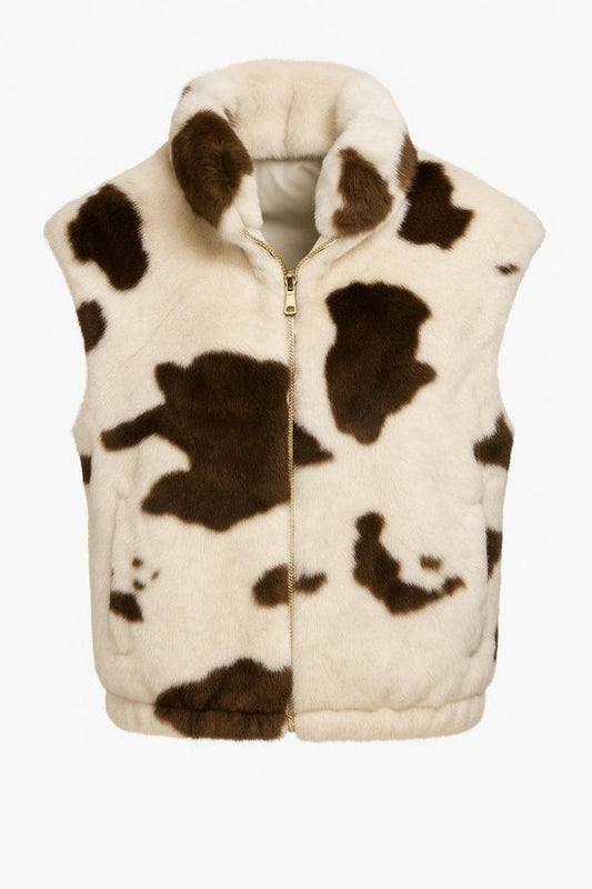Faux Fur Bodywarmer Cow