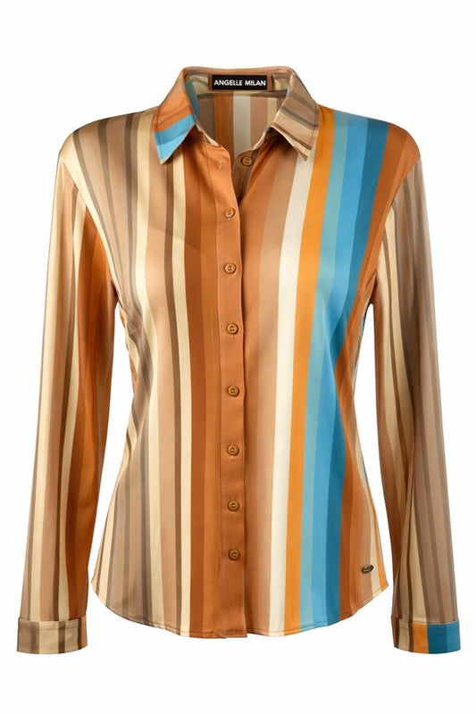 Multi-Bruine Streep Blouse