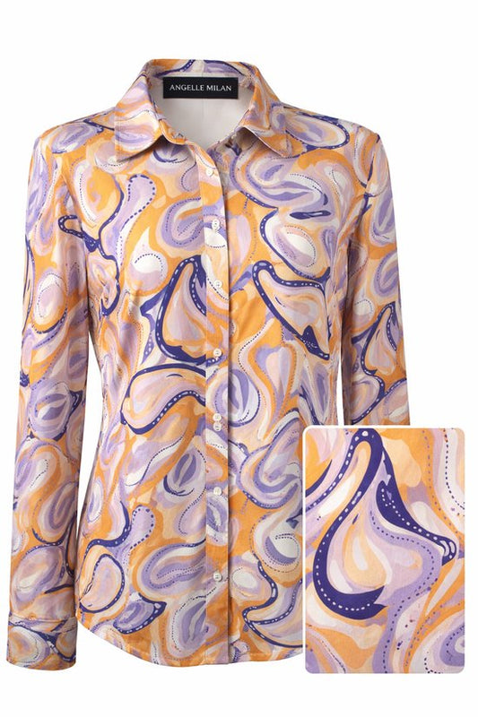 Travelstof Blouse Lila/Oranje