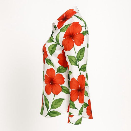 Blouse Hibiscusprint Katoen