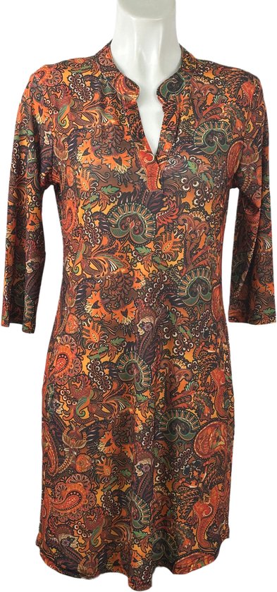 Travelstof Jurk Oranje/Bruin