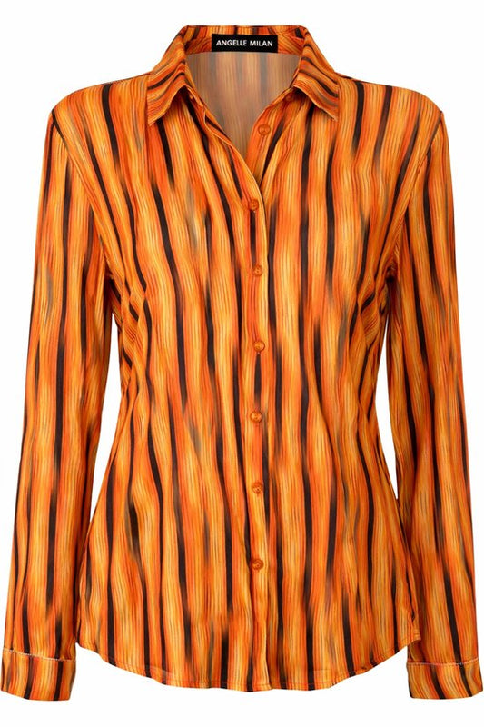 Oranje/Zwarte Print Blouse