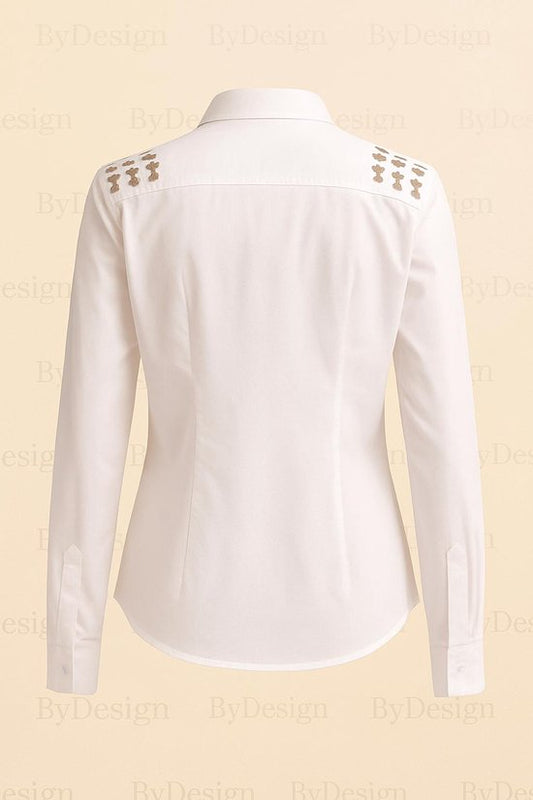 Witte katoenen blouse met subtiele schoudercut-outs – Sophyline