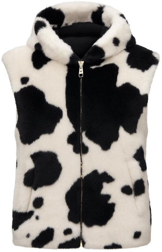 Faux Fur Bodywarmer Cow